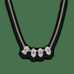 Collier pendentif or blanc platine diamants taillés en chiffres