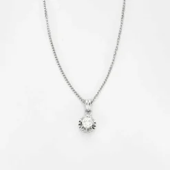 Collier Pendentif Or Blanc & Diamant