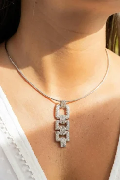 Collier Pendentif Or blanc Diamant
