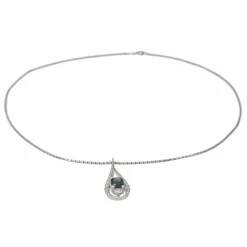 Collier Pendentif Or blanc Saphir