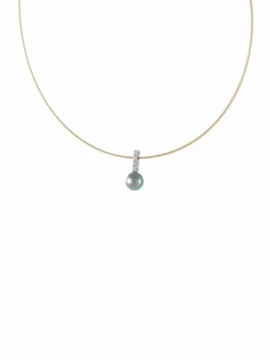 COLLIER PENDENTIF OR, DIAMANTS ET PERLE