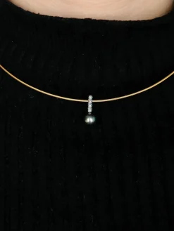 COLLIER PENDENTIF OR, DIAMANTS ET PERLE