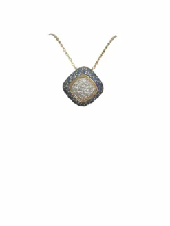 Collier pendentif or jaune diamants et saphirs