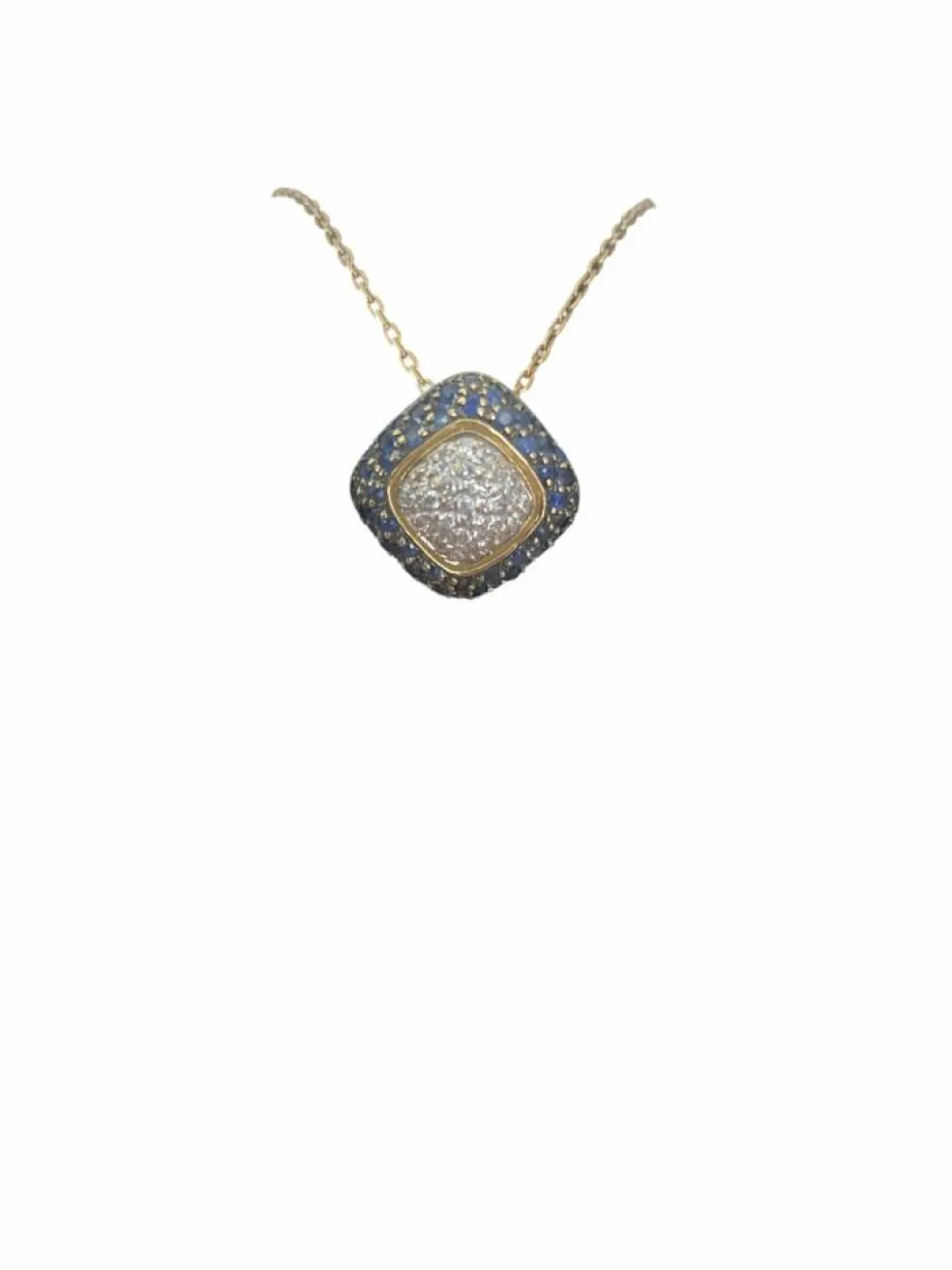 Collier pendentif or jaune diamants et saphirs
