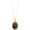 Collier pendentif Or jaune œil de tigre