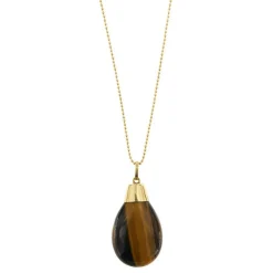 Collier pendentif Or jaune œil de tigre