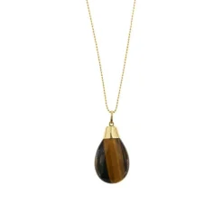 Collier pendentif Or jaune œil de tigre