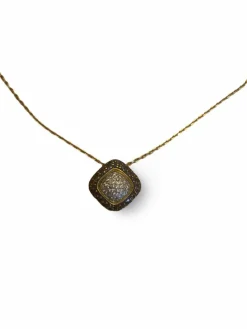 Collier pendentif or jaune diamants et saphirs