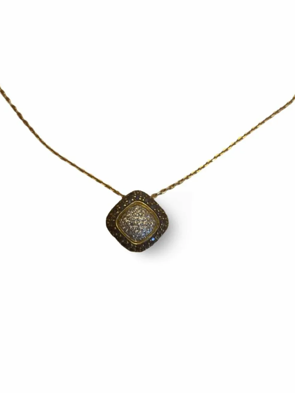Collier pendentif or jaune diamants et saphirs