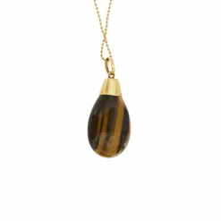 Collier pendentif Or jaune œil de tigre