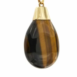 Collier pendentif Or jaune œil de tigre