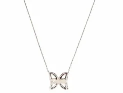 collier pendentif papillon 58 diamants 0.35ct or blanc 18k 6gr