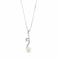 Collier pendentif perle diamants