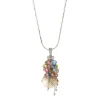 Collier pendentif perle pierres de couleur et diamants