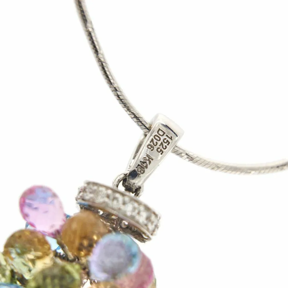 Collier pendentif perle pierres de couleur et diamants