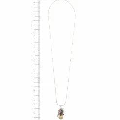 Collier pendentif perle pierres de couleur et diamants