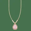 Collier Pendentif quartz rose, diamants