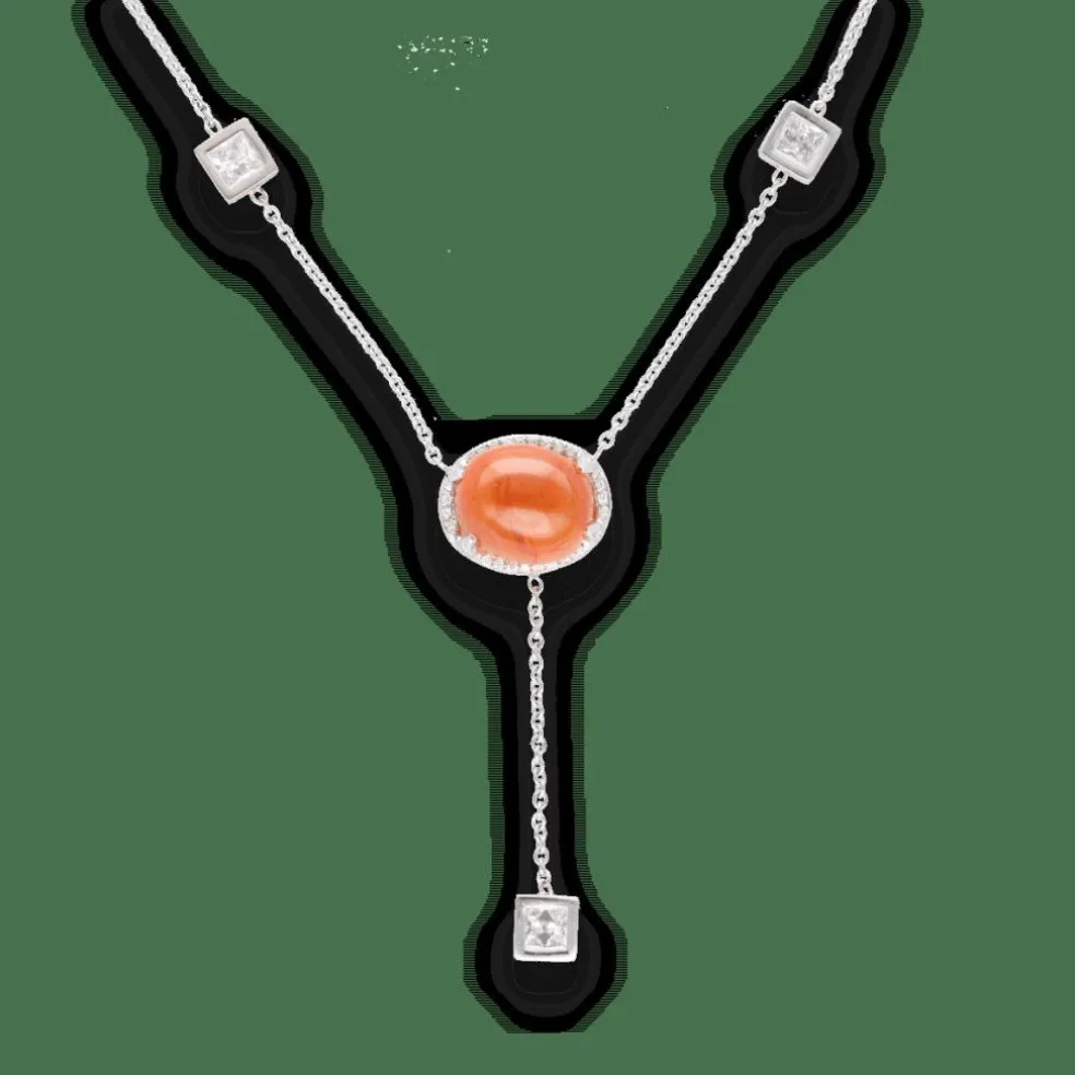 Collier pendentif spessartite diamants