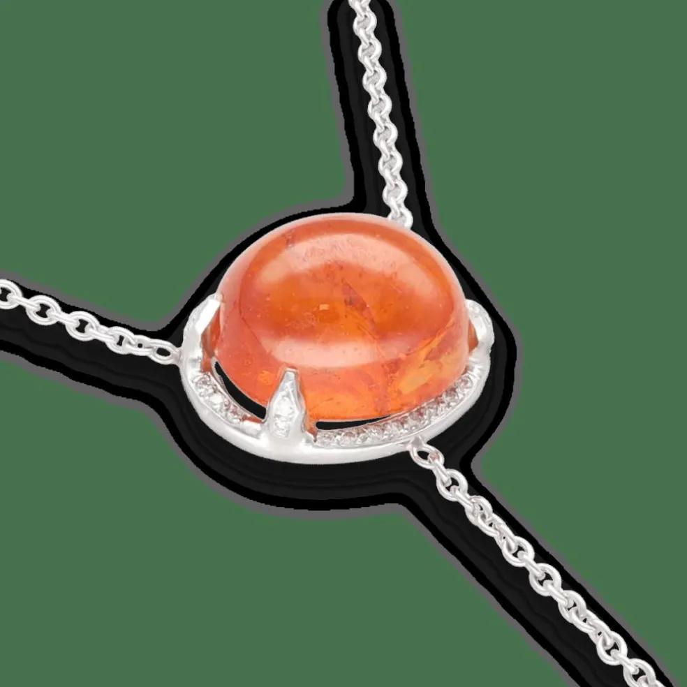 Collier pendentif spessartite diamants