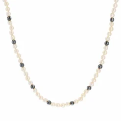 Collier perles de culture et hématites