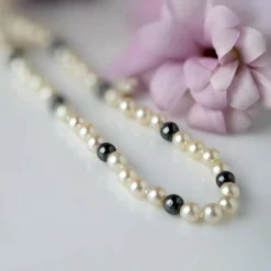 Collier perles de culture et hématites