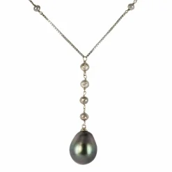 Collier perles de Tahiti et perles de diamant