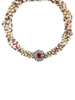 Collier Perles, Emeraudes, Saphirs, Rubis et Spinelles