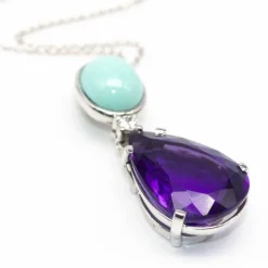 Collier persan avec turquoise et améthyste.