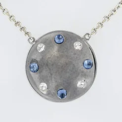 Collier pierre de lune saphirs diamants