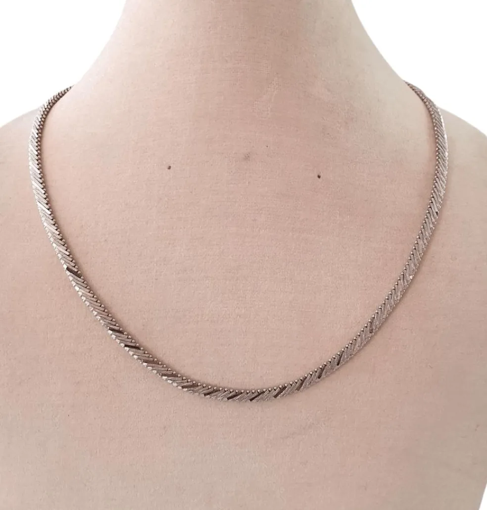 COLLIER PLAT VINTAGE OR BLANC