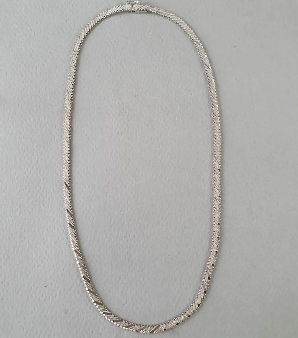 COLLIER PLAT VINTAGE OR BLANC