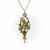 Collier Plique-à-Jour en or, diamants et perles