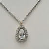 Collier poire en Or blanc, diamants de synthèse