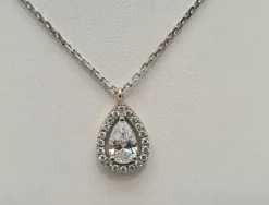 Collier poire en Or blanc, diamants de synthèse