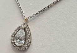 Collier poire en Or blanc, diamants de synthèse