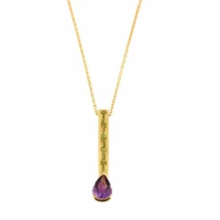 Collier Péridots, Améthyste en or jaune
