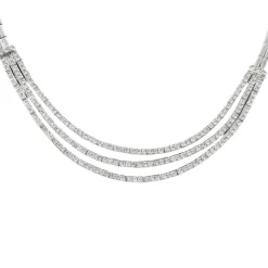 Collier ras de cou en or blanc 18K (750 Millièmes) centré de 3 lignes de diamant