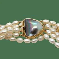 Collier ras de cou or jaune et blanc - Perles de culture baroque