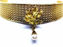 Collier Ras de cou Or jaune Perle