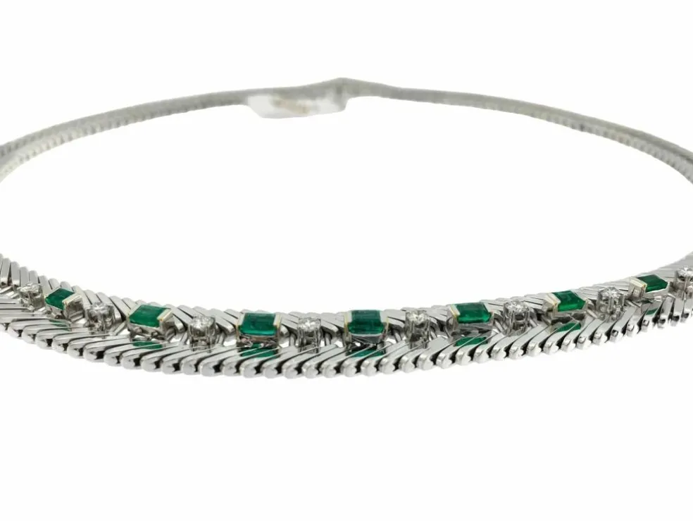 Collier ras du cou diamants et émeraudes certificat IGI