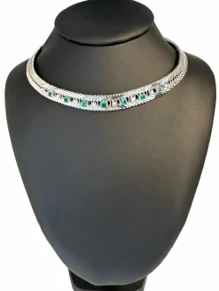 Collier ras du cou diamants et émeraudes certificat IGI