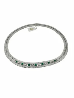 Collier ras du cou diamants et émeraudes certificat IGI