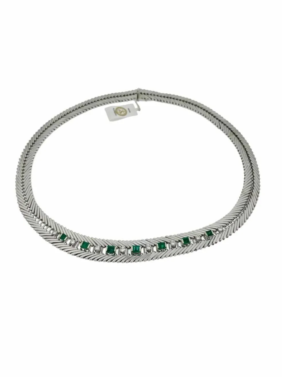 Collier ras du cou diamants et émeraudes certificat IGI