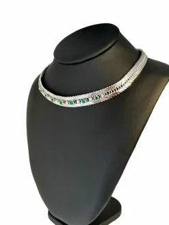 Collier ras du cou diamants et émeraudes certificat IGI