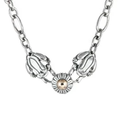Collier ras du cou en corde de coton or et argent de Barry Kieselstein