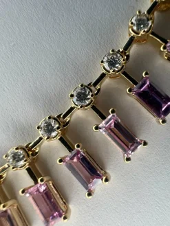 Collier ras du cou en saphir rose et diamant