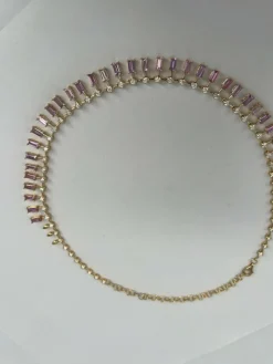Collier ras du cou en saphir rose et diamant