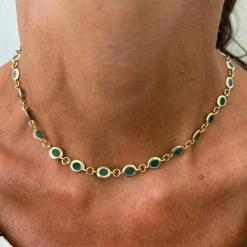 Collier ras du cou émail bleu