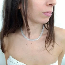 Collier rivière de diamants or blanc
