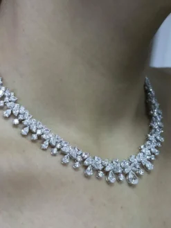 Collier Rivière Diamants Poires or blanc